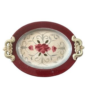 Julie ueland Enesco large 20 1/2” hand painted English garden chubby chic plater